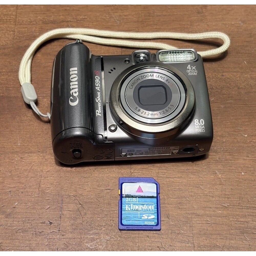 Canon PowerShot A590 IS 8.0MP Digital Camera w/2GB Memory Card *Tested*